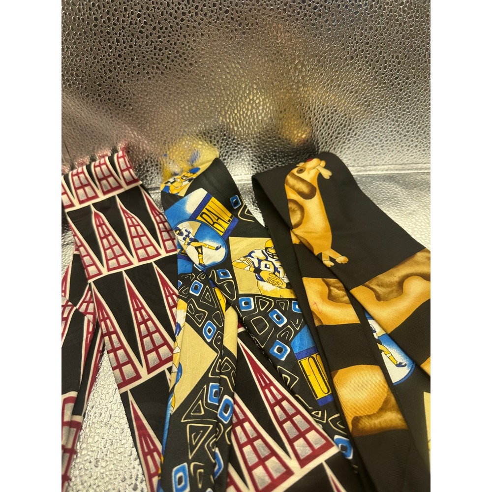 Lot of 3 Vintage Ties J.T. Beckett Save the Children Moda Football Dog Geometric